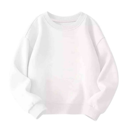 

Otqutp Crewneck Pullovers for Baby Boys Girls Spring Autumn and Winter Models Thickened Solid Color Round Neck Long Sleeved Tops Drop Shoulder Sweater(White 3-4 Years)