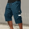 thumbnail image 2 of Men's Drawstring Waist Cargo Shorts Loose Fit Multi Pocket Athletic Workout Knee Length Trousers for Outdoor and Casual Wear, 2 of 2