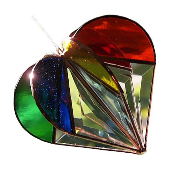 fastboy Clear Heart Crystal Multi-Sided Rainbow Heart Glass Window Pendant Indoor Outdoor Hanging Ornament Decoration Gifts type1