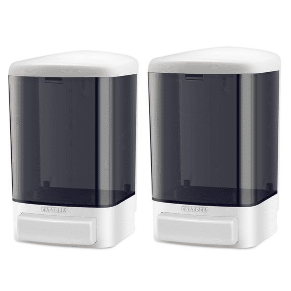 CATTREES 2 Pack Soap Dispenser Wall Mounted, Commercial Soap Dispenser, 1000ml/33.8oz Plastic Manual Soap Dispenser Pump,Shower Gel Liquid Shampoo Hand Sanitizer Dispenser for Bathroom Kitchen, Hotel.