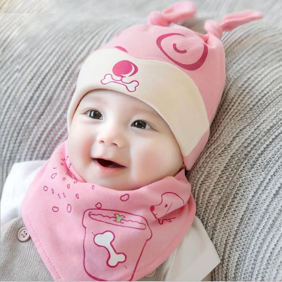Gorro de bebé BuyWeek con bufanda para bebé de algodón para 3 a 6 meses