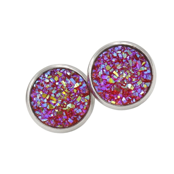 Pendientes Gotas Minnieouse Acero inoxidable Galvanoplastia fina Rosa Púrpura AP009493-03B