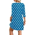 thumbnail image 3 of Women's Polka Dot Print T-Shirt Dress Casual 3/4 Sleeve V-Neck Loose-Fit Dress With Pockets, 3 of 6