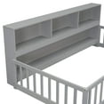 thumbnail image 4 of Noble House Lester Twin Size Floor Bed, Pine Wood Frame with Side Bookcase, Shelves, and Guardrails for Kids, Grey, 4 of 11