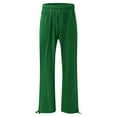 thumbnail image 4 of Stephy Womens Cotton Casual Loose Pants Comfy Work Pants with Pockets Elastic High Waist Paper Bag Drawstring Pants, Green, 3XL, 4 of 6