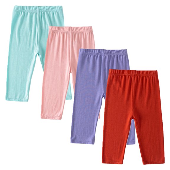 Xmarks Girls Capri Leggings 3/4 Pants Summer Sports Running Yoga Dance Pants Girls Athletic Workout Leggings Pack of 4