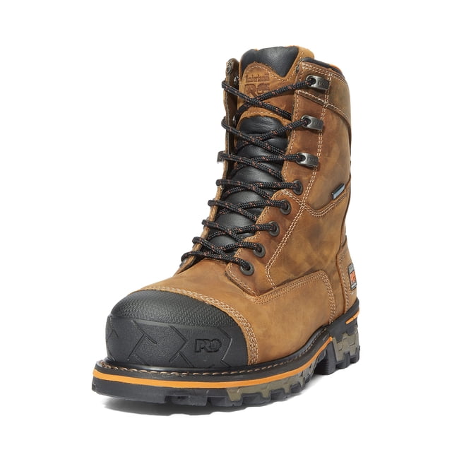 Timberland PRO Bota de trabajo industrial impermeable con punta compuesta Boondock de 8 pulgadas para hombre, cuero envejecido engrasado marrón, 11 M US