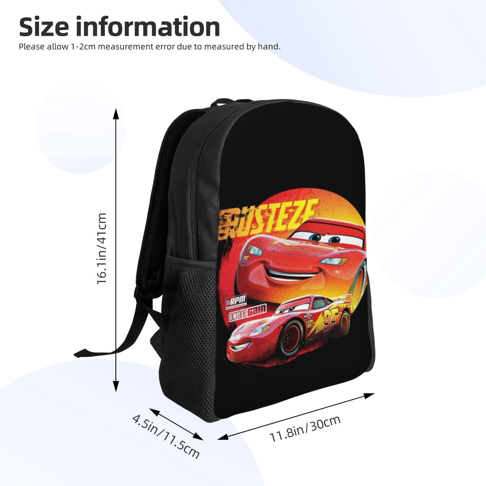 Lightning McQueen Anime Backpack Cartoon Travel Bags 3D Printed Casual Daypacks Multipurpose Backpacks
