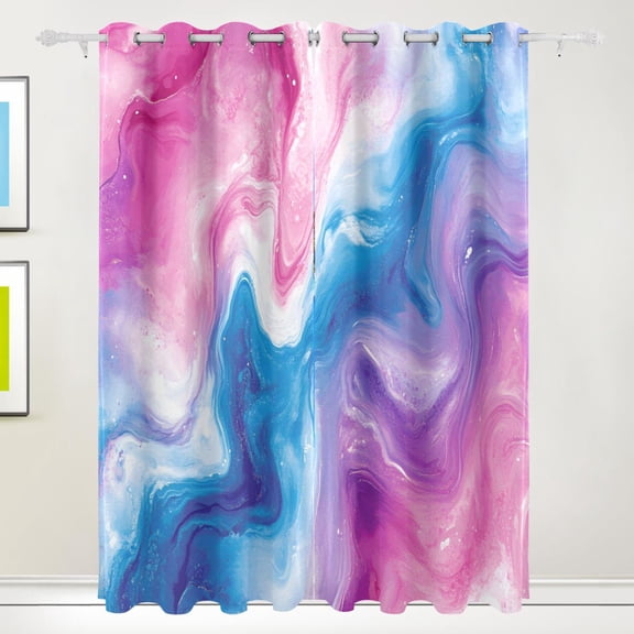 Pink and Blue Abstract Art Blackout Curtains for Living Room Bedroom 55W x 72/84L Insulated Window Drapes 2 Panels