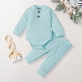 thumbnail image 2 of Caqnni Toddler Baby Girls Autumn Winter Clothes Little Hero Long Sleeve Letter Fall Winter Outfits Top Pants Set Casual 2Pcs Warm Winter for Girls 6 9 12 18 24 Months，6-12 Months，Blue, 2 of 3