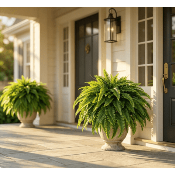 Resistant Lifelike Artificial Boston Fern for Outdoors - Extra Large Faux Ferns Fake Plants,All-Weather Outdoor Planter Decor for Garden,Patio,Porch (2Pcs)