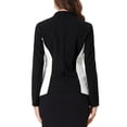 thumbnail image 3 of INSPIRE CHIC Women's Collarless Long Sleeve Button Contrast Color Business Blazer Black S, 3 of 5