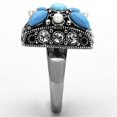 thumbnail image 4 of Luxe Jewelry Designs Women's Stainless Steel Ring with Sea Blue Synthetic Turquoise Stones - Size 7, 4 of 4