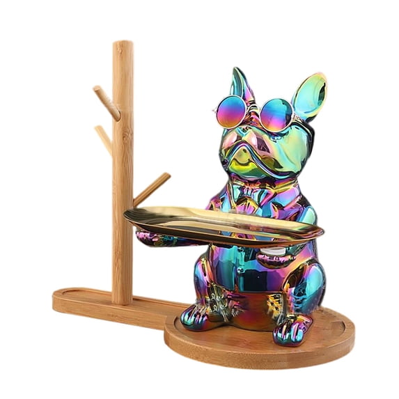 French Bulldog Statue | Ceramic Bulldog Desk Storage Tray Statue | Creative Animal Sculpture Table Decoration Multifunction Office Home Decor Coin Bank Storage