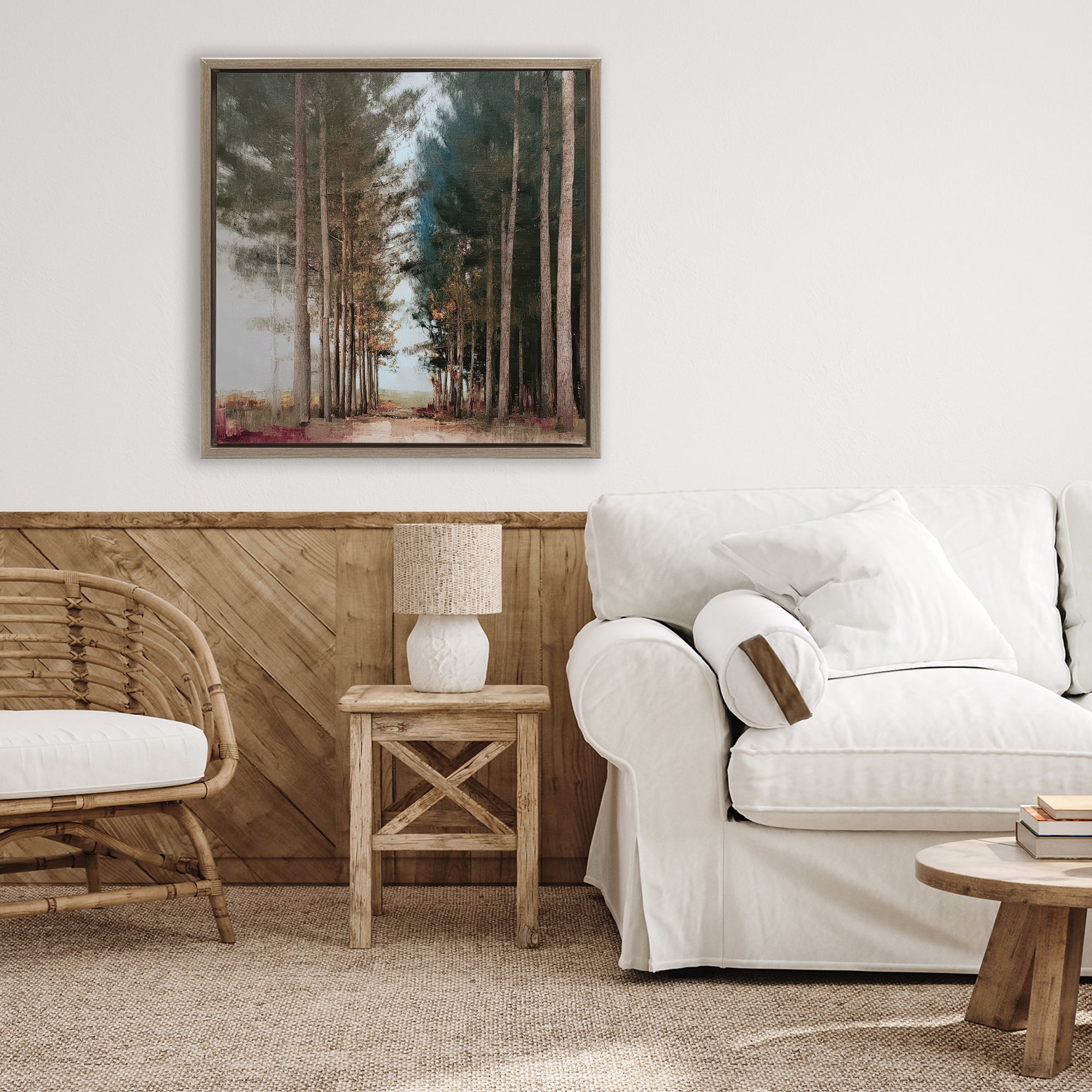 Stupell Industries Tall Trees Pathway Brown Framed Floater Canvas Wall Art, design by Kim Curinga