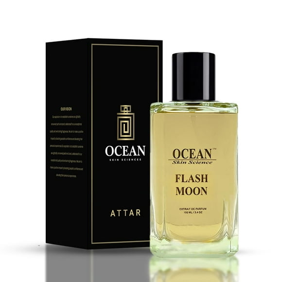 Ocean Skin Science Flash Moon Extrait de Parfum pour Hommes & Femmes 100ml, 3.4 Fl.oz. / Luxe Longue Durée Parfum Unisexe - avec Notes Fruitées, Fraîches, Florales & Boisées / Parfait pour Toutes Occasions