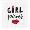 thumbnail image 3 of Ambesonne Girl Slogan Shower Curtain, Lipstick in Text Design, 69"Wx75"L, Charcoal Grey Vermilion, 3 of 5