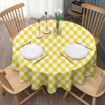 thumbnail image 3 of Yellow and White Checkered Pattern Round Tablecloth 60"x60",Wrinkle Wipeable Table Cloth for Kitchen Dining Room Picnic Patio Party, 3 of 6