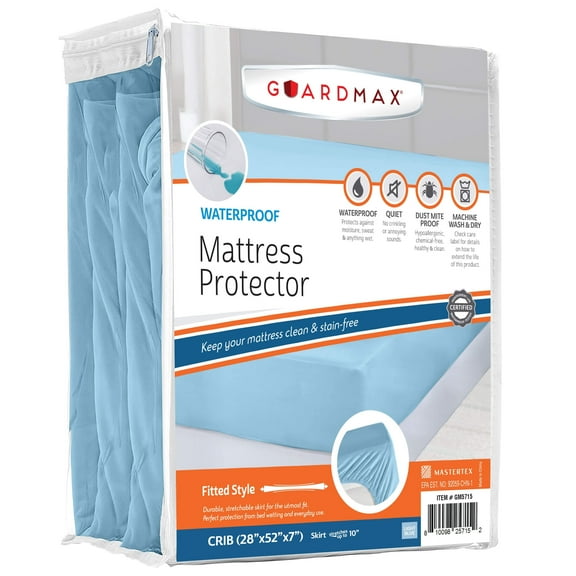 Guardmax Jersey Knitted Crib Size Mattress Protector - Waterproof & Dust Mite Proof Mattress Cover with Stretchable Pockets - Soft, Comfortable, & Noiseless Waterproof Fitted Sheet.(28 x 52 x 7)