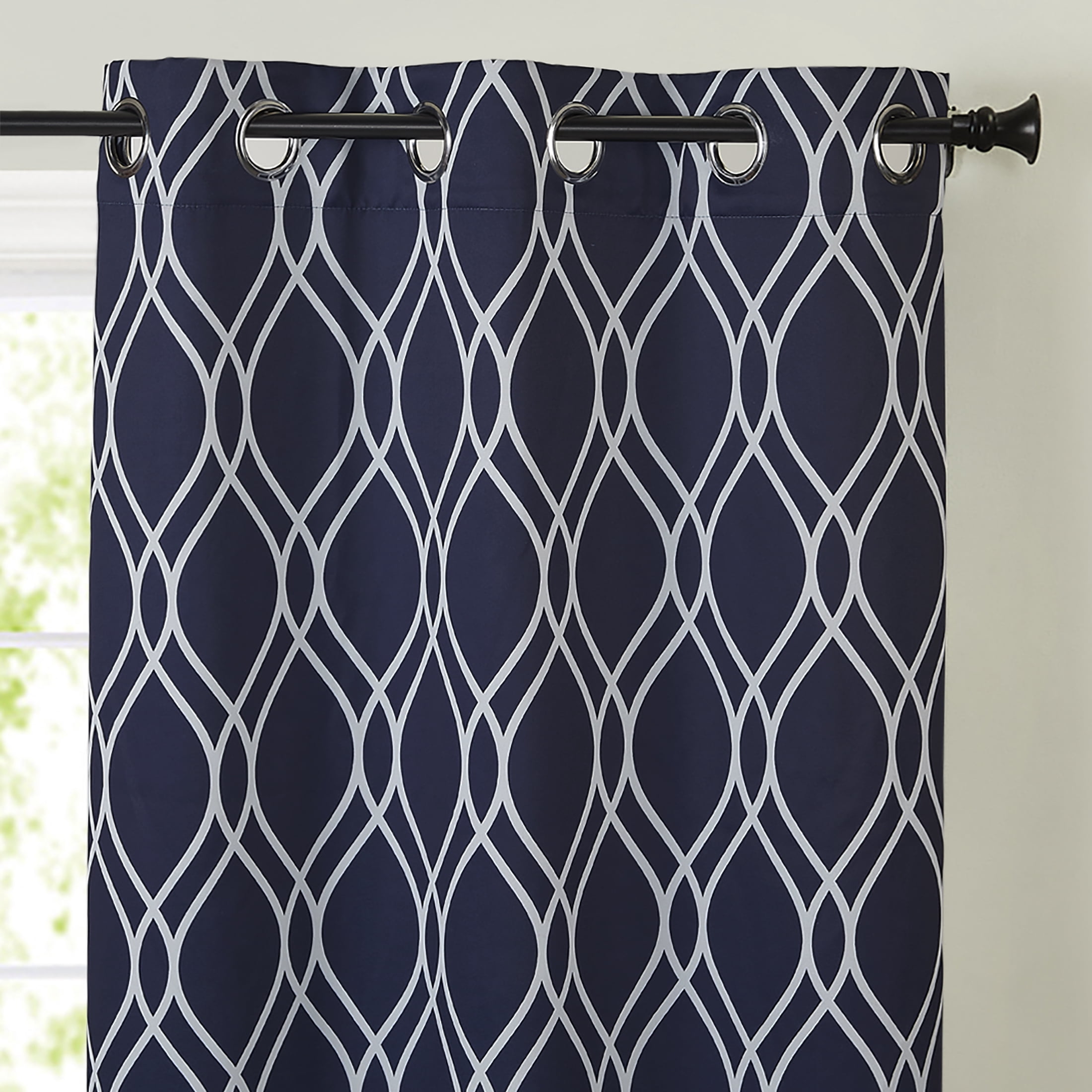 VCNY Home Trevor Ogee Grommet Light-Filtering Curtain Panel Pair, Blue, 38" x 84"