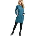 thumbnail image 4 of Women's Long Sleeve Pullover Sweatshirt Dress, FOREST GREEN, S, 4 of 5