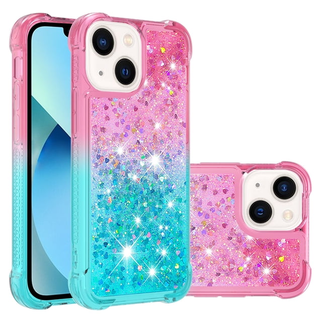 Funda para iPhone 13 Transparente con Brillos Carcasa Protectora Antigolpes con Glitter Brillante