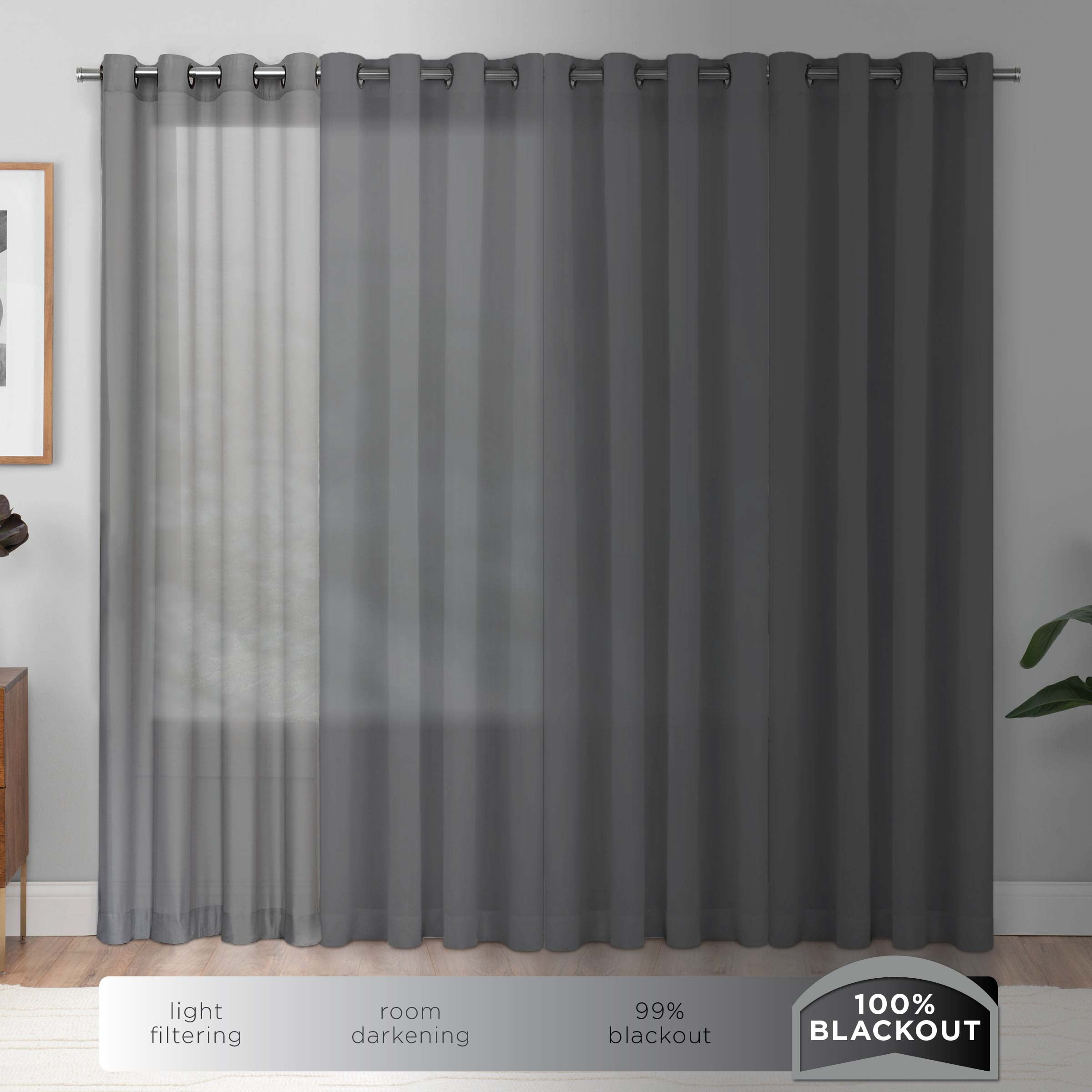Eclipse Cara Textured Solid Absolute Zero 100% Blackout Grommet Top Window Curtain Panel, Mocha Brown, 40x63