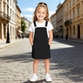 thumbnail image 2 of VBEWZET Adjustable Shoulder Strap Pinafore Skirts for Little Girls, Color Loose Casual Play Overall Dress Black 10-11 Years, 2 of 4
