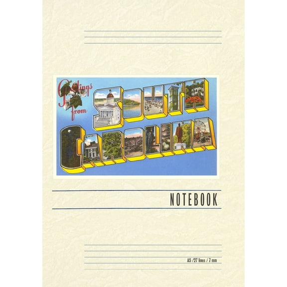 Vintage Lined Notebook Greetings from South Carolina, (Paperback)