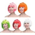 thumbnail image 5 of Neon Green Bob Wig with Flat Bangs - 12 Inch Heat Resistant Synthetic Short Hair Wig with Wig Cap for Halloween, Cosplay, Parties, 5 of 9