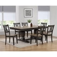 thumbnail image 2 of 7-Pc Pedestal Rubberwood Dining Set in Gray/Black Stone, 2 of 6
