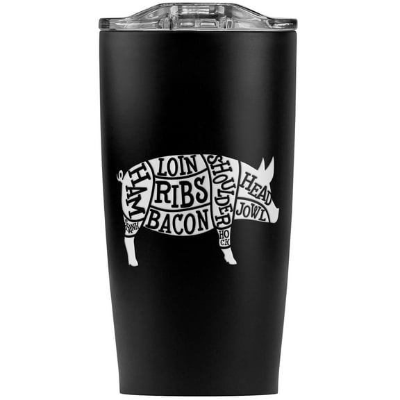 Pork Pig Parts Illustration Bacon Stainless Steel 20 oz Travel Tumbler, Vacuum Insulated & Double Wall with Leakproof Sliding Lid | Great for Coffee/Hot Drinks and Cold Beverages