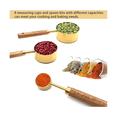 thumbnail image 4 of Tazas y cucharas medidoras 8 unidades, mango de madera con medidas métricas y estadounidenses, acero inoxidable, para cocinar y hornear, 4 of 6