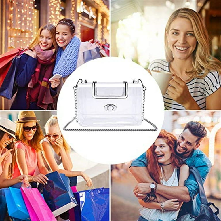 Dicasser Silver Clear Purse for Women Clear Clutch Purse Crossbody See Through Handbag Stadium Approved Bags