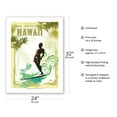 thumbnail image 2 of Hawaii - Surfer On Wave - Vintage Travel Poster by Wade Koniakowsky - Fine Art Matte Paper Print (Unframed) 24x32in, 2 of 4