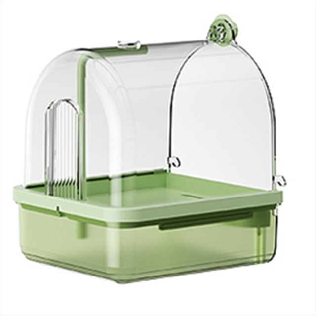 Clear Hanging Bird Bath,Automatic Water Circulation Bath Shower for Bird Clean Space Saving Design Bird Cage Accessory B,1 x bird bathing box 1 x USB charging cable