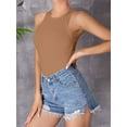 thumbnail image 4 of PULLIMORE Women Sexy Sleeveless Bodysuit Halter Neck Tank Tops with Panty (XL, Khaki), 4 of 8