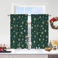 thumbnail image 2 of Christmas Kitchen Curtains, Gold Snowflake Foil Print Christmas Tier Curtains 36 Inch Length, Rod Pocket Green Christmas Curtains for Kitchen, 26" W x 36" L, 2 Panels, 2 of 6