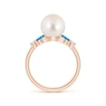 thumbnail image 2 of ANGARA Freshwater Cultured Pearl & Swiss Blue Topaz Butterfly Ring in 14K Rose Gold for Women | June Birthstone, Birthday, Anniversary, Jewelry Gift for Women | Pearl Ring, 2 of 9