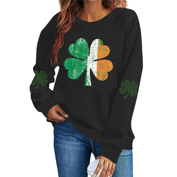 TaTaai Womens St Patricks Day Sweatshirt Long Sleeve Crewneck Casual Pullover Holiday Print Fleece Lined Top Gift