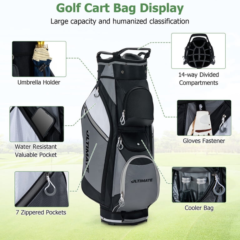 golf bag rain umbrella G4Free for Club Protection Flex Umbrella (Black) Uniquely positioned at the top of the umbrella is a double sided ball retriever that gives you a 6.5 reach for retrieving balls from any hazzard Resenkos Golf Carry Bag,Golf Cart