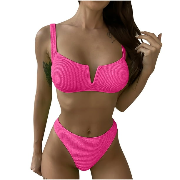 Cómodo Bikini sin espalda de color sólido para mujer Traje de baño de dos piezas Traje de baño Conjunto de ropa de playa OAVQHLG3B Store lin121212