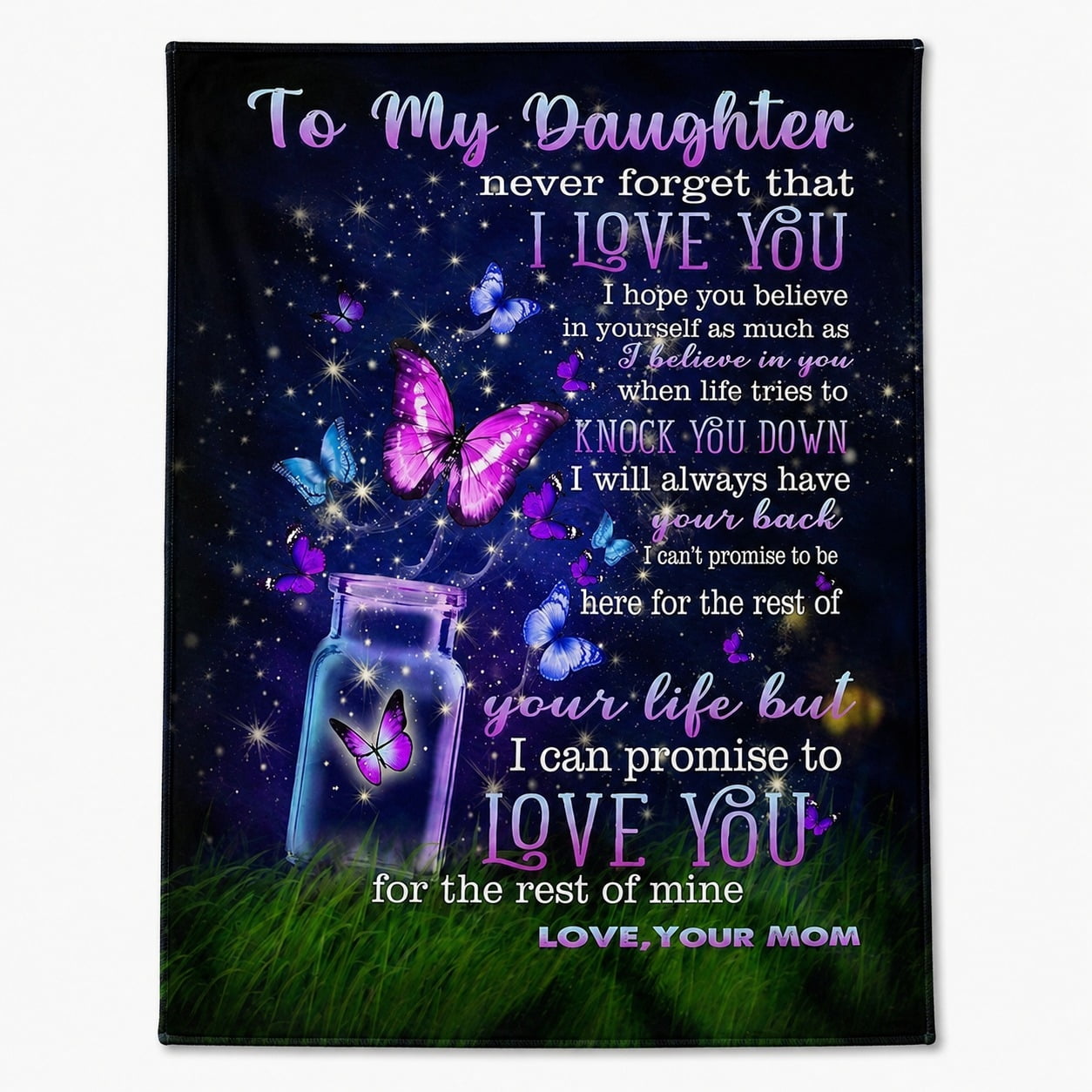 To My Daughter from Mom Fleece Throw Blanket, Soft 280 GSM Polyester, Sentimental Gift for Daughter