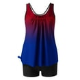 thumbnail image 5 of CALAFEBILA Womens Swimsuit Modest 2 Piece Tankini Gradient Pools Summer Pleated Bathing Suits, 5 of 6
