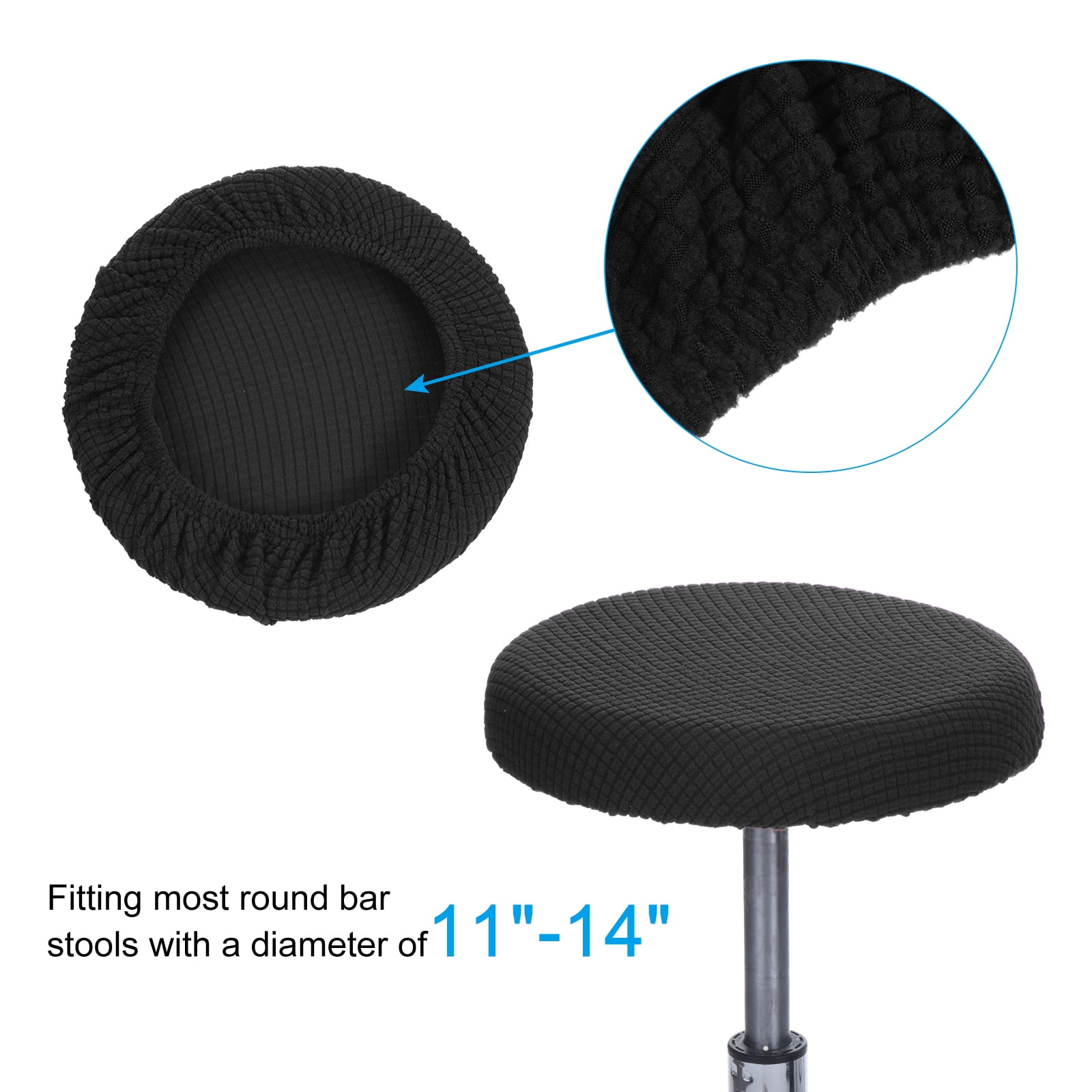 Unique Bargains 11 Inches Round Bar Stool Cover Washable Elastic Cushion Cover Black