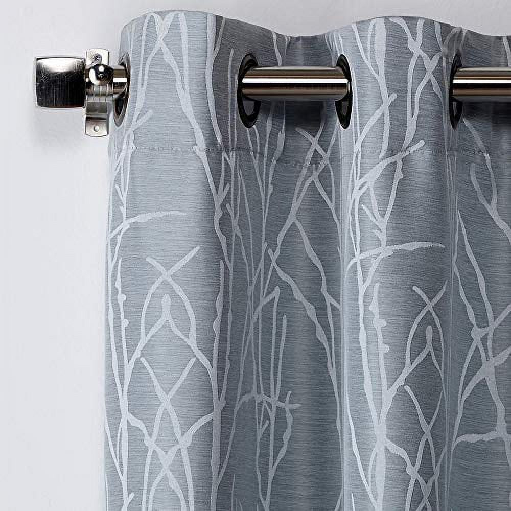 Exclusive Home Finesse Branch Print Grommet Top Curtain Panel Pair, 54"x96", Steel Blue