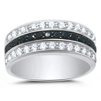 Sterling Silver Black and White Right Hand Ring for Women Size 7