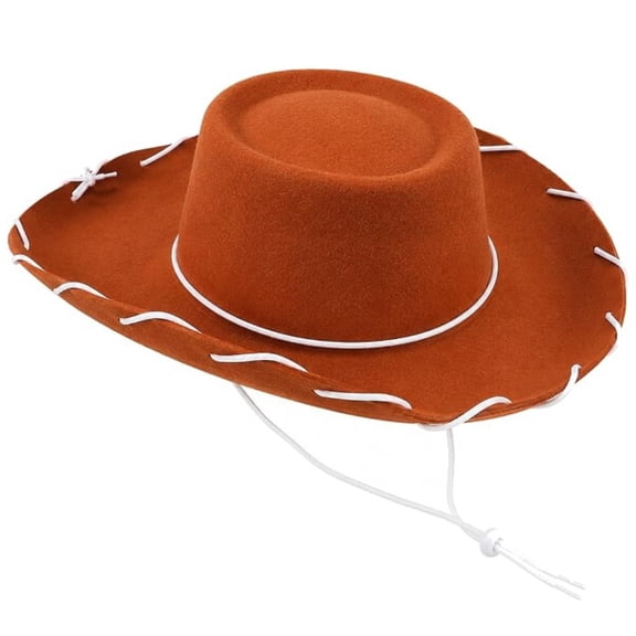 Cowboy Hat, Western Sheriff Costume Hats Wild West Wide Brim Cowgirl Headwear for Men Women Cosplay Party, Brown