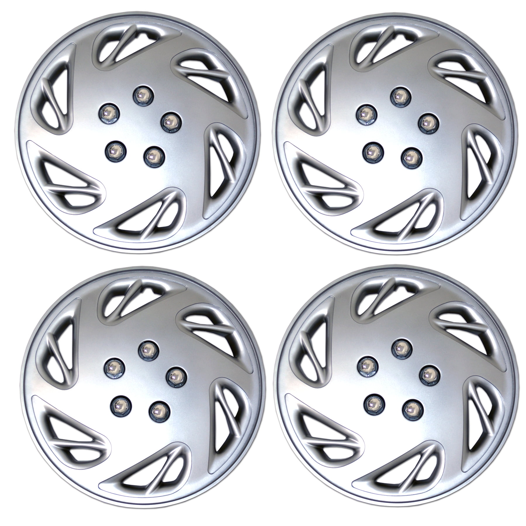 TuningPros WSC-503S15 Hubcaps Wheel Skin Cover 15-Inches Silver Set of 4 