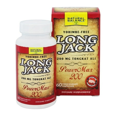 Natural Balance Yohimbe Free Long Jack PowerMax 200 Vegetarian Supplement Capsules, 60